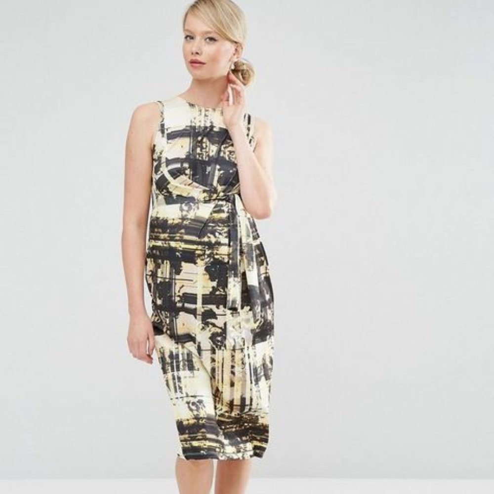 ASOS Maternity Knot Side Abstract Midi Dress